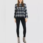 Philosophy Grey Navy & White Plaid Flannel Blouse Size Extra Small Photo 13