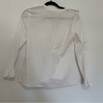 Stradivarius  white blouse bell sleeves ruffles and criss cross front tie small Photo 5