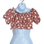 ZARA Linen Blend Polka Dot Crop Top Size Small Photo 3
