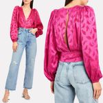 NEW Ronny Kobo Eugenia Eugina Silk Puff Sleeve Blouse Top fuchsia pink sz XS Photo 1