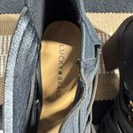 Lucky Brand Darvie Strappy Open Toe Block Heel Sandal Women 8 Black Leather Zip Photo 5