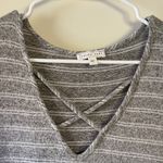 Emory park  Gray Striped V-Neck Top / A63 Photo 1
