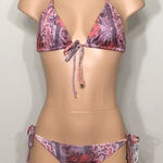 Wildfox  floral triangle racerback bikini set. Large. NWT Photo 0