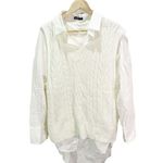 SheIn X Wejdene M Office Sweater Dress Ivory Blouse Shift Knit Short Long Sleeve Photo 0