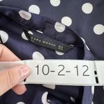 ZARA  Woman Shirt Womens XS Blue White Polka Dot Long Sleeve‎ Blouse Tunic Top Photo 3