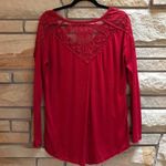 Free People  Gatsby Top Embroidered Mesh Maroon Red Medium Photo 2
