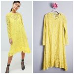 ASOS  Yellow Lace Long Sleeve Midi Dress Photo 1