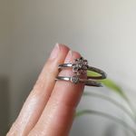 Silver Double Band Ring Flower Cubic Zirconia Vtg 90s Jewelry Girlhoodcore Y2K Photo 4