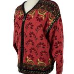Icelandic Design Full Zip Jacket Wool 3D Knit Textured Floral Vintage Lined L Size L Photo 6