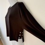 ZARA Black Long Sleeve Women's Top Grommet Detail Crew Neck Pullover Size Small Photo 2