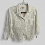 Badgley Mischka  New eyelet cut romantic 3/4 flared sleeve top cotton Small Photo 0