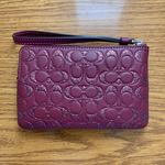 Coach Corner Zip Wristlet Wine Glitter Signature Leather Photo 1