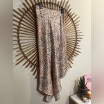 Petal and Pup  Women’s Asymmetrical Satin Cheetah Print Midi Skirt Glam Flowy Photo 3