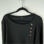 Suzanne Betro Black Long Sleeves Accent Button White Asymmetrical Hem Tunic 1X Photo 5