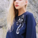 Anthropologie Uzma Bozai X sweatshirt navy blue pullover size large Photo 1