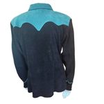 Vintage Desert West Black & Teal Buttton Down Shirt (S) Blue Photo 3