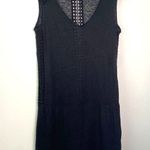 EKYOG 100% Linen Swim Coverup Mini Drop Waist Dress Black Crochet Size S Photo 0