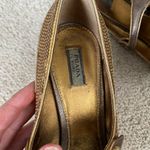 Prada Authentic vintage  sequin leather peep toe mary Jane heels gold Photo 7