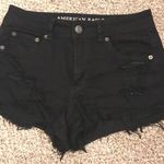 American Eagle Outfitters Black High Waisted Ripped Jean Shorts Size 4 Photo 0