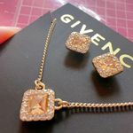 Givenchy  square diamond paved stud earrings & necklace set Photo 1
