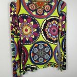 Fuzzi Shirt Womens Small Multi Color Bright Loud Kaleidoscope Print Long Sleeves Yellow Photo 7