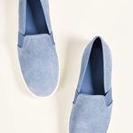 Vince  Blair Suede Slip On Sneaker Flat Shoes Indigo Blue Leather 8.5 Low Top Photo 0