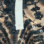 Free People Night Shimmer Black V-Neck Lace Sequin Overlay Mini Dress, Size 6 Photo 10
