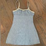 ASOS  Denim Mini Dress Lace Detail Size 6 Medium Photo 2