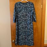 L.L.Bean V-Neck Paisley Print Dress Aqua Blue 100% Supima Cotton Small Regular Photo 5