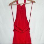 Anthropologie  Solid Fringe Halter Maxi
Dress Red Size 12 Photo 4