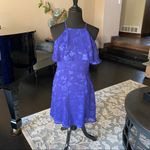 19 Cooper Popover Halter Mini Dress Royal Blue Floral Jacquard Size M NWT Photo 3