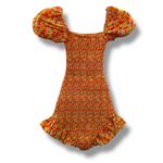 Caroline Constas Ginny Floral Puff Sleeve Ruffle Romper‎ Women's Size XXS Yellow Orange Photo 2