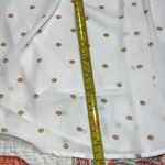 Kaari Blue  size medium women’s blouse ivory with decorative shell fan dot lined Photo 5