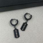 Razor Blade Shape Dangle Drop Earrings for Men Women Punk Hip Hop Unisex Style Black Photo 3