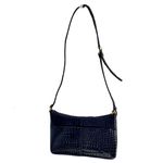 Etienne Aigner Vintage Black Shiny Croc Embossed Leather Shoulder Bag Photo 2