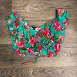 Olivaceous Floral Crop Top Photo 0
