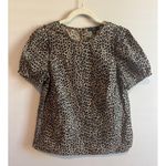 J.Crew Cheetah Print Short Sleeve Blouse Size XS Black Brown Photo 0