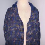 Alain Murati Studio Women Blue Gold Oversized 100% Linen Shacket with Hoodie M Size M Photo 3