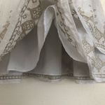 White House | Black Market WHBM Embroidered Tiered Skirt White Gold M Cotton Silk S Photo 6