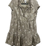 Joie  Embroidered Tiered Ruffle Mini Dress Tan Floral Short Sleeve Boho Eyelet Photo 0