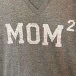 Mom Squared Mom of 2 Fitted Gray Short Sleeve Top V Neck T Photo 1