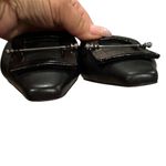 Zac Posen Vallerie Black Leather Mule Flat Slide Square Toe Silver Bar Shoes 6.5 Photo 6