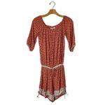 Faithfull the Brand  Red Bird Print Rio Off The Shoulder Playsuit Romper Size S‎ Photo 1