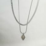 Layered Snake Chain Geometric Rhombus Cross Pendant Necklace for Men Women Silver Photo 1