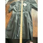 ZARA  Black Faux Leather Puff‎ Sleeve Midi Dress Photo 7
