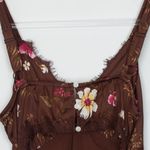 Old Navy  Womens Babydoll Lace Floral Satin Midi Slip‎ Dress Size M Open Back Y2K Photo 9