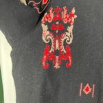 Vintage Chico's Design Large Black Red Embroidered Jacket India Cotton Rayon Size 2 Photo 5