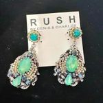 Rush By Denis & Charles Statement Necklace 18" Silver Metal Turquoise & Bracelet Photo 3