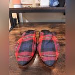 Urban Outfitters  Red and blue‎ plaid mules size 9 Photo 6
