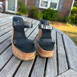 Nine West New Rapps size 8.5 Black Cork Wedge Chunky Sandals y2k summer jelly Photo 2